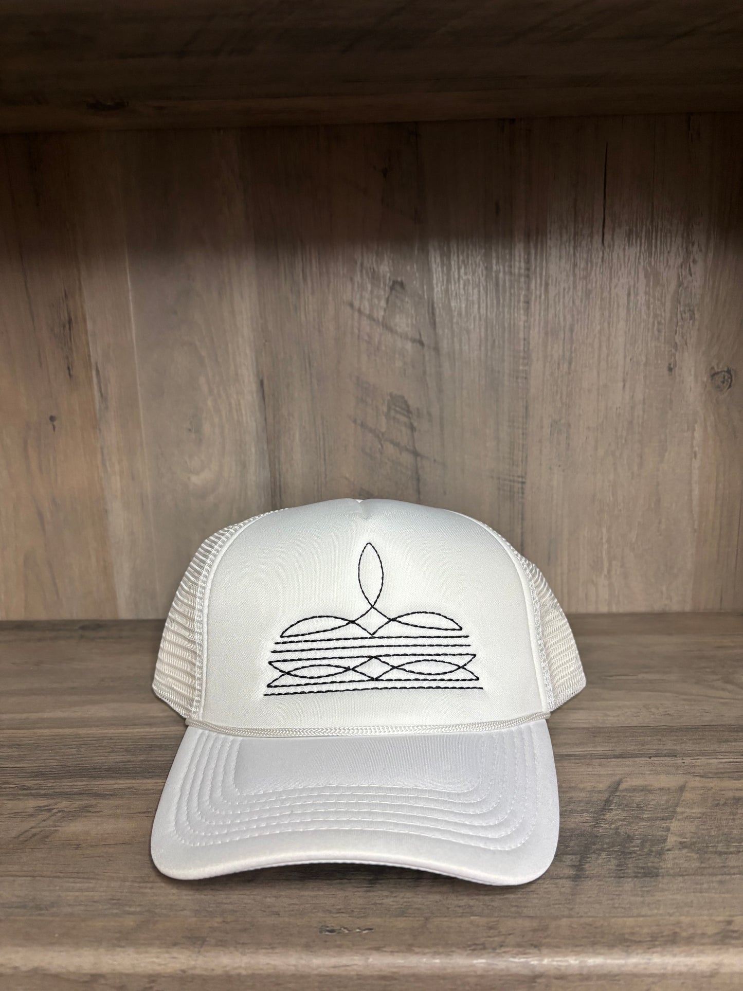 Boot Stitch Embroidered Foam Trucker Hat with Mesh Snapback