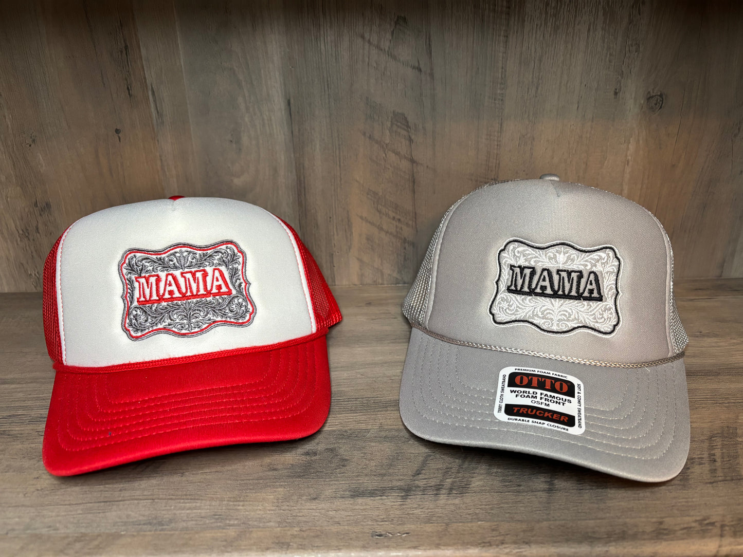 MAMA Buckle Embroidered Foam Trucker Hat with Mesh Snapback