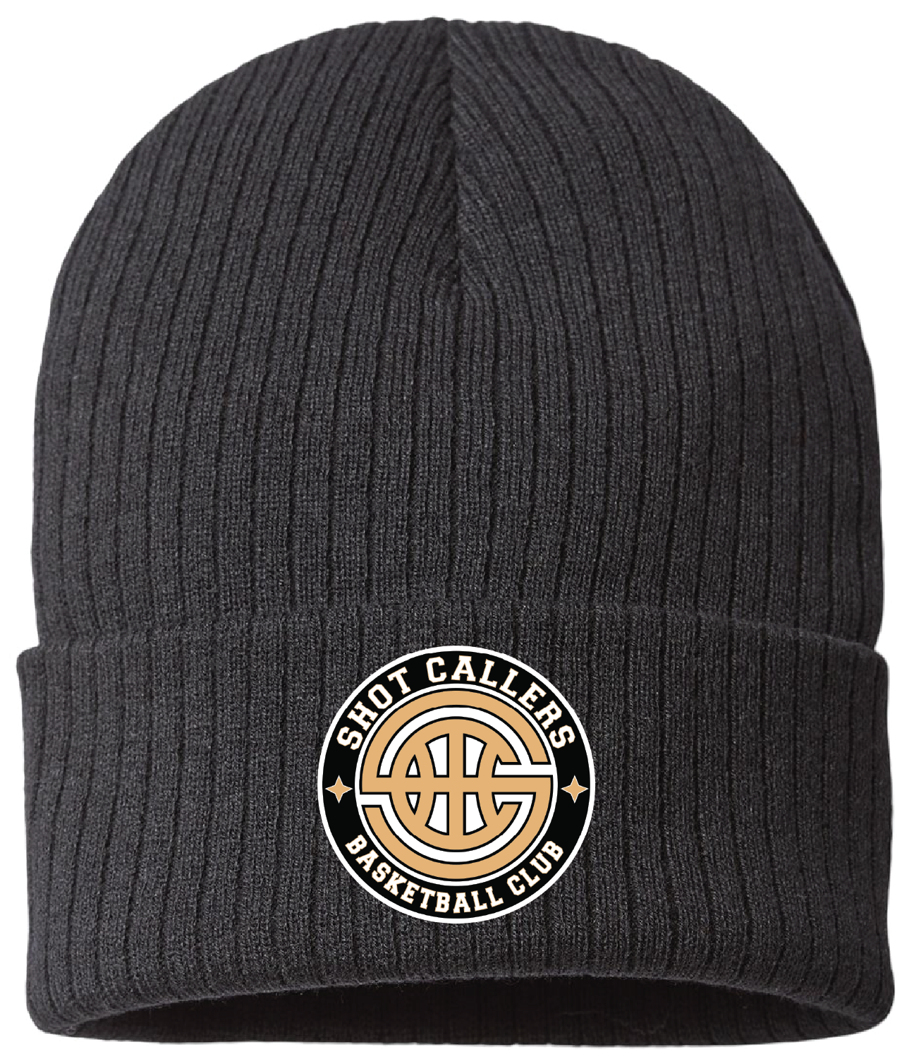 Atlantis Rib Cuffed Embroidered Beanie 11" Black