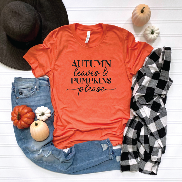 Autumn Leaves and Pumpkins Please T-shirt