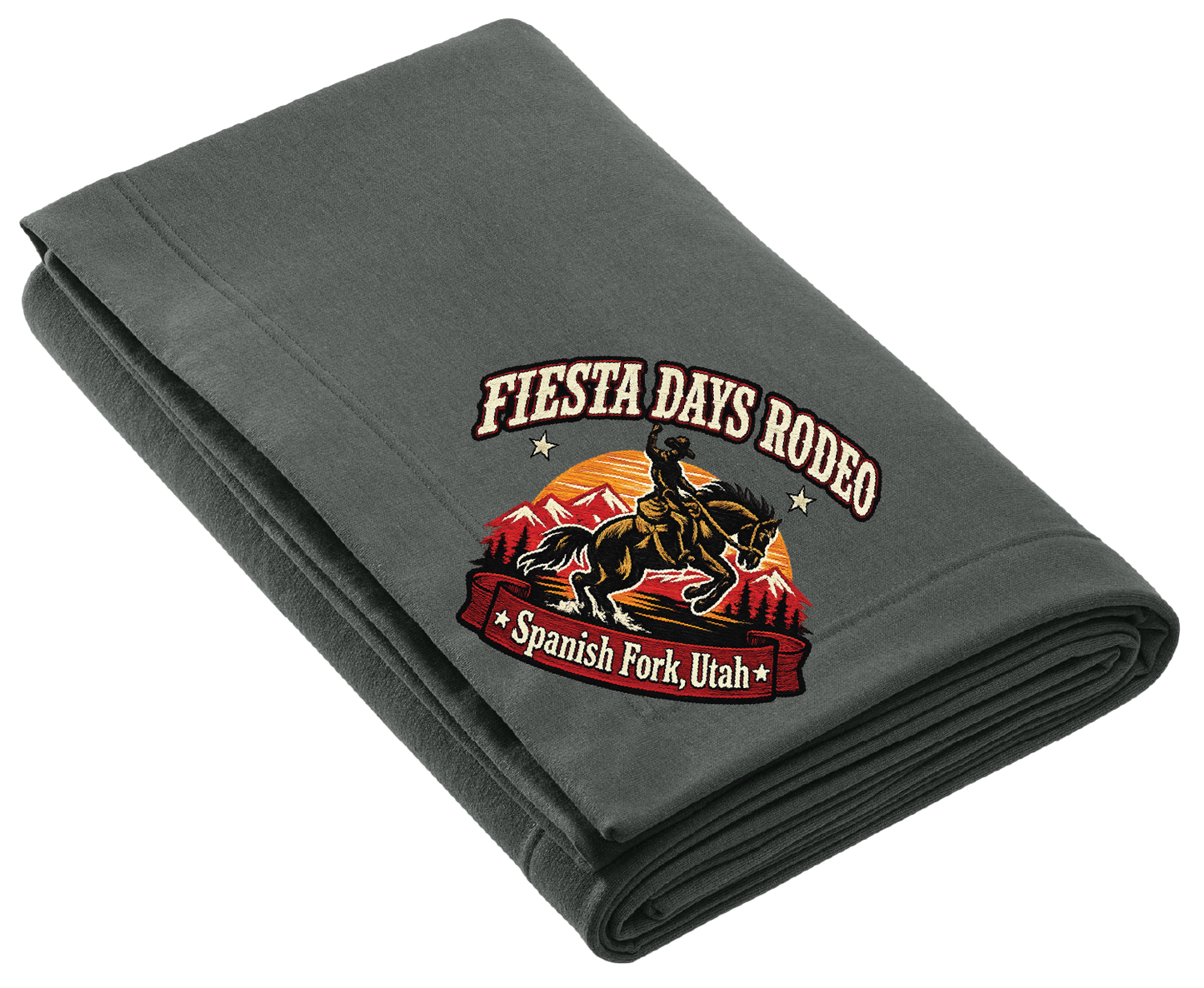 Fiesta Days Rodeo Bronc Rider Fleece Stadium Blanket