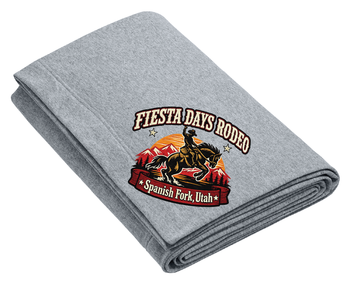 Fiesta Days Rodeo Bronc Rider Fleece Stadium Blanket