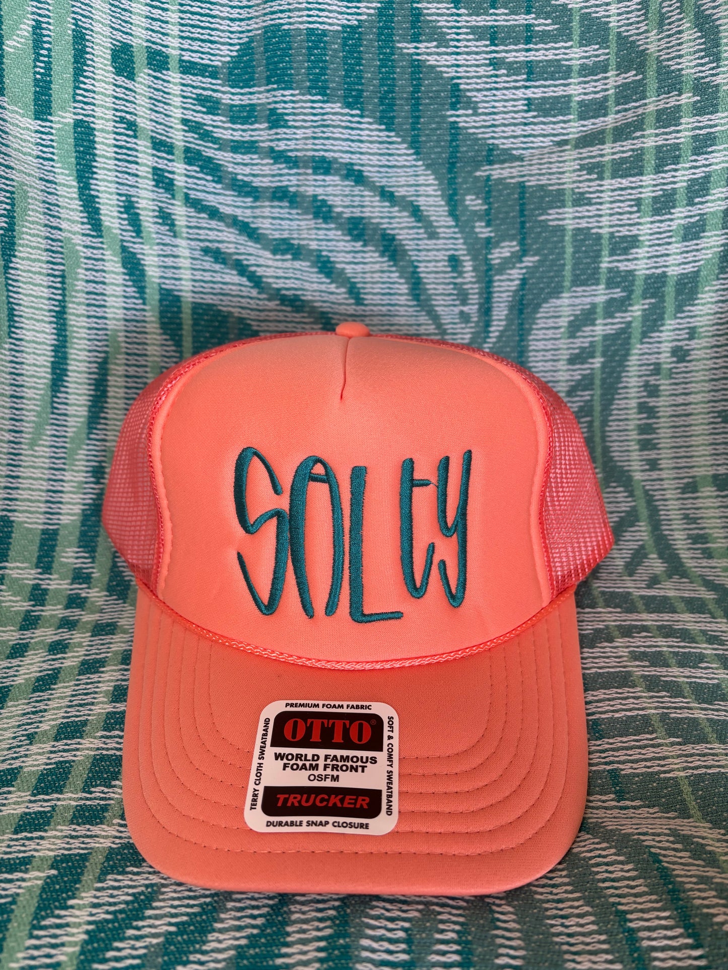 "SALTY" Embroidered Foam Trucker Hat with Mesh Snapback