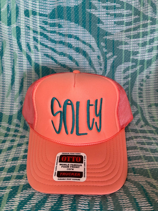 "SALTY" Embroidered Foam Trucker Hat with Mesh Snapback
