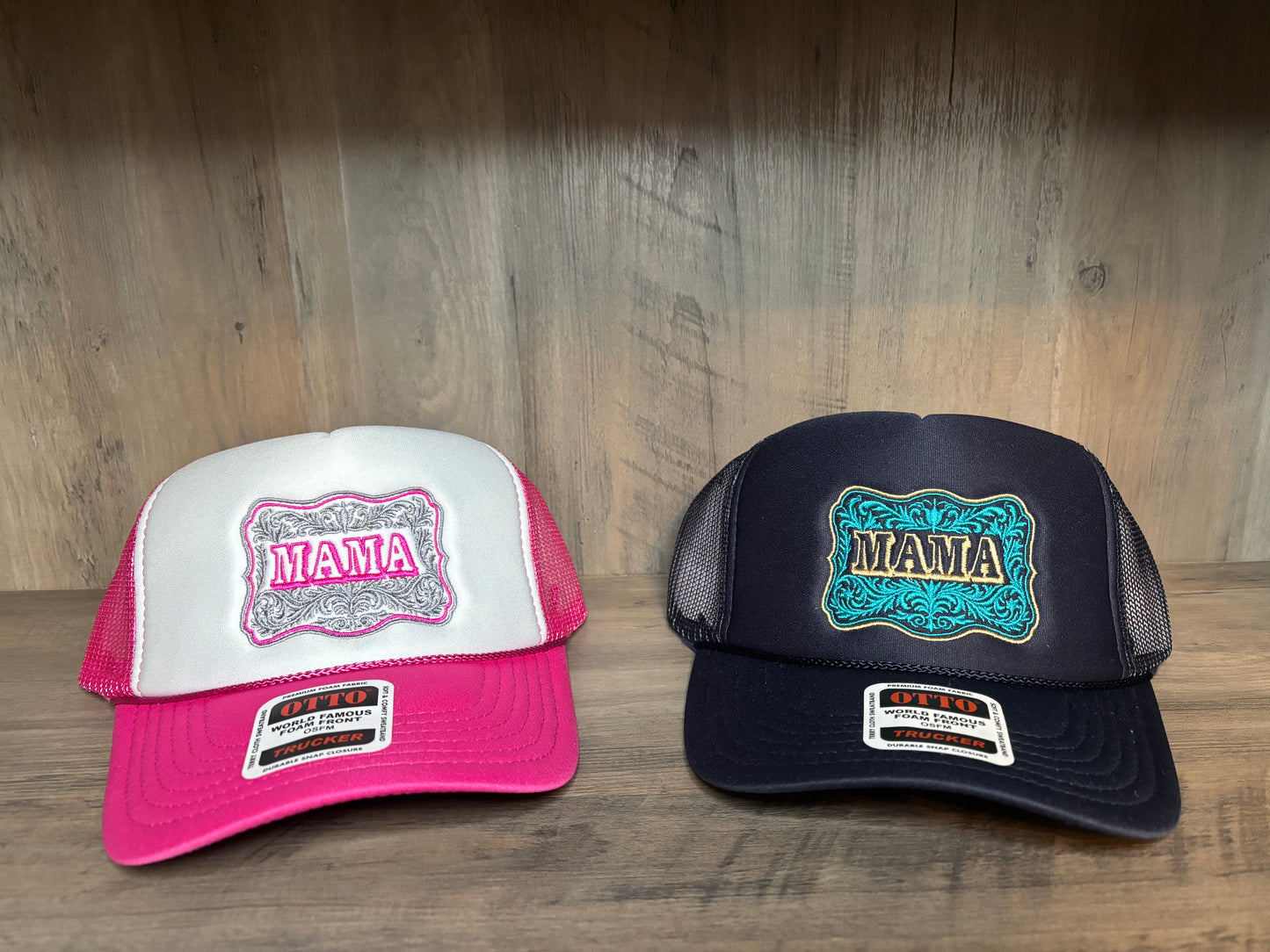 MAMA Buckle Embroidered Foam Trucker Hat with Mesh Snapback