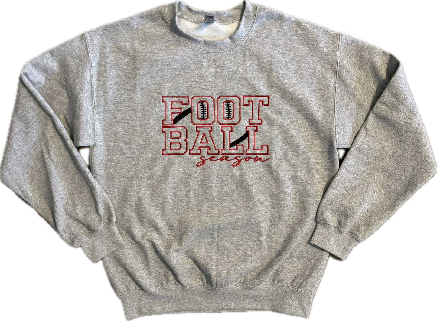 Football Season Crewneck Sweatshirt Embroidered
