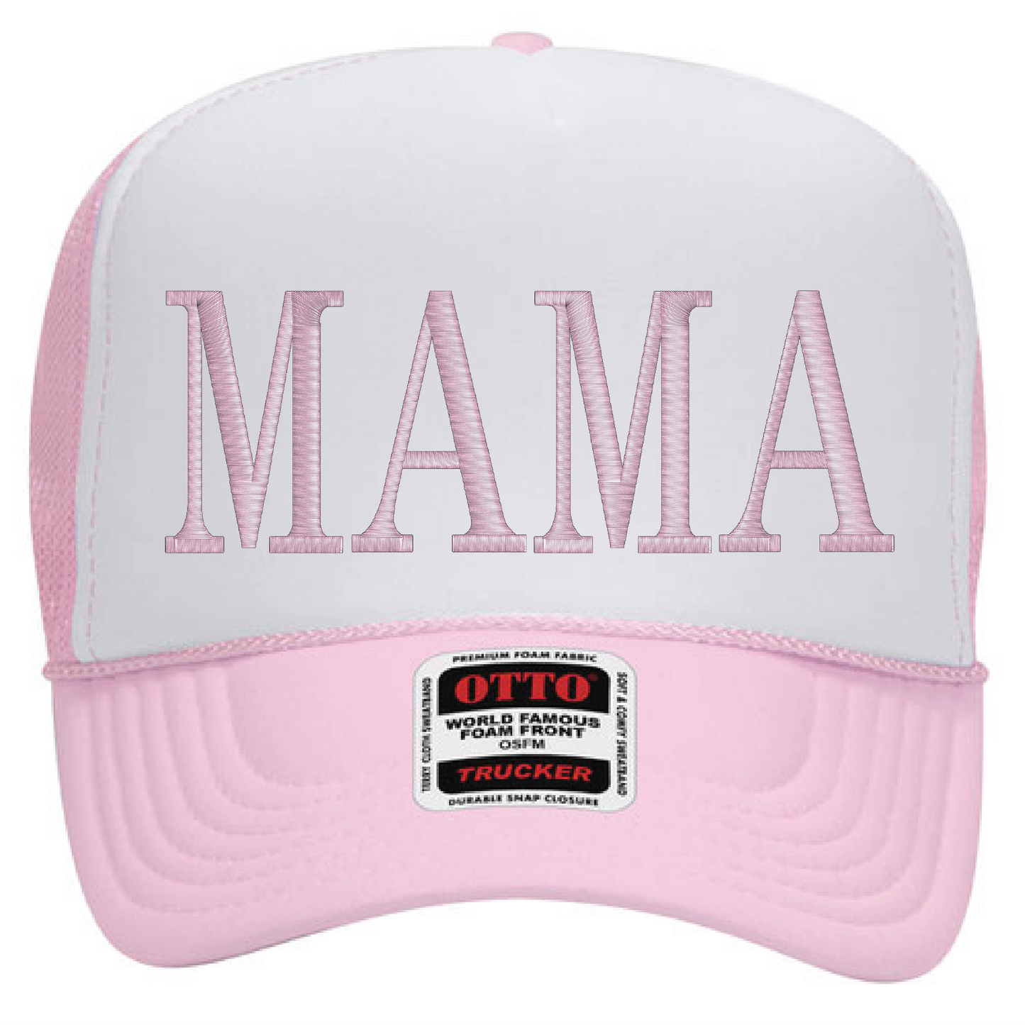 MAMA Embroidered Foam Trucker Hat with Mesh Snapback