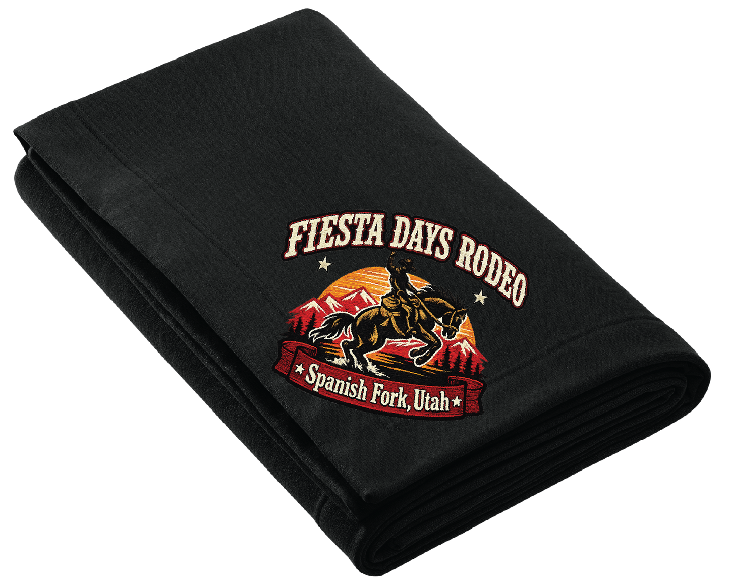 Fiesta Days Rodeo Bronc Rider Fleece Stadium Blanket