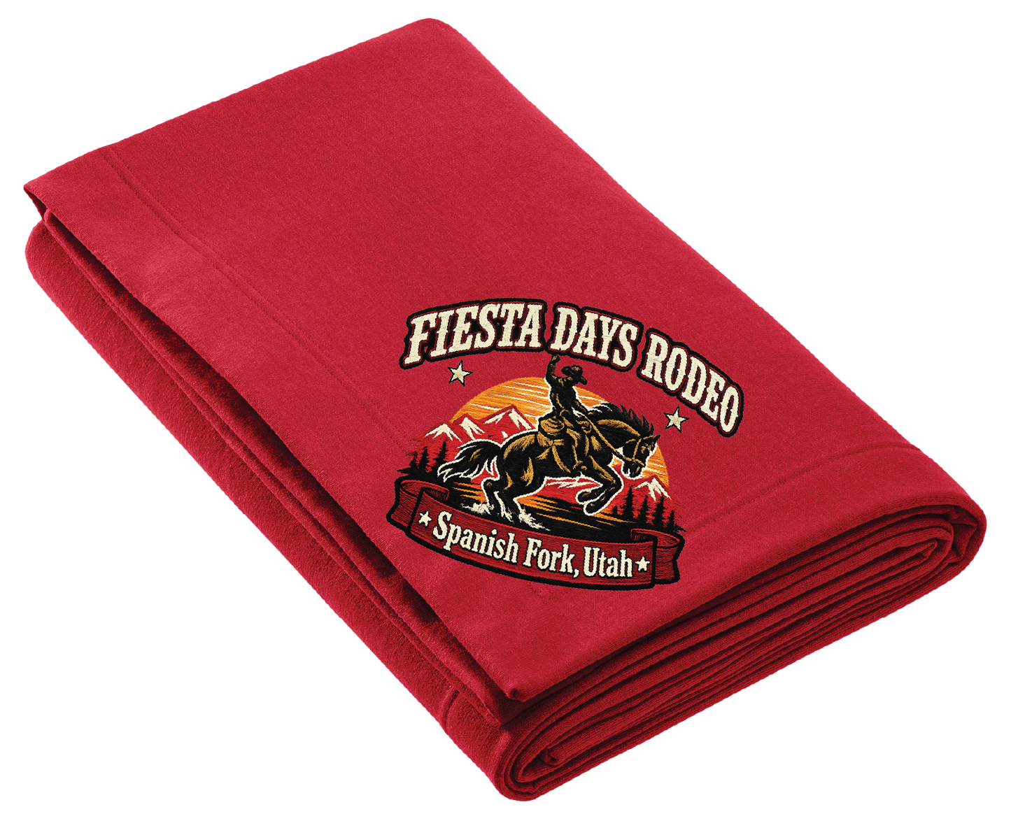 Fiesta Days Rodeo Bronc Rider Fleece Stadium Blanket